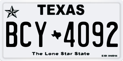 TX license plate BCY4092