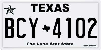 TX license plate BCY4102