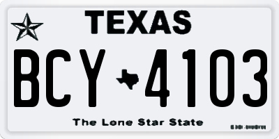 TX license plate BCY4103