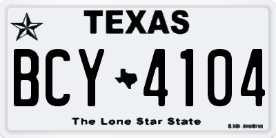 TX license plate BCY4104