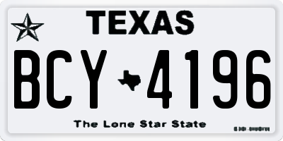 TX license plate BCY4196