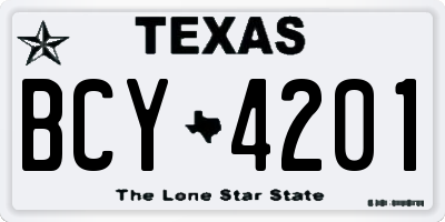 TX license plate BCY4201
