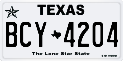 TX license plate BCY4204