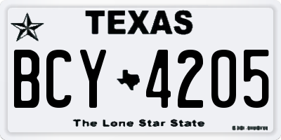 TX license plate BCY4205