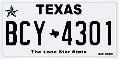 TX license plate BCY4301