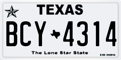 TX license plate BCY4314