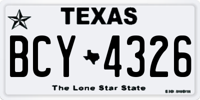TX license plate BCY4326