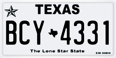 TX license plate BCY4331