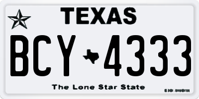 TX license plate BCY4333