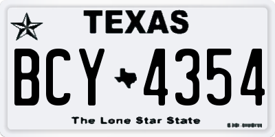 TX license plate BCY4354
