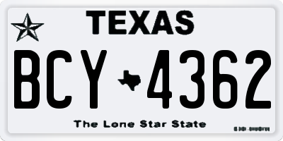 TX license plate BCY4362