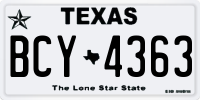 TX license plate BCY4363