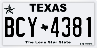 TX license plate BCY4381