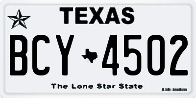 TX license plate BCY4502