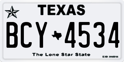 TX license plate BCY4534