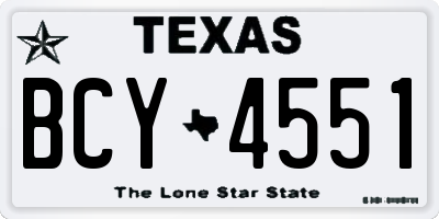 TX license plate BCY4551