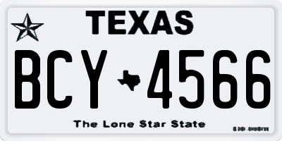 TX license plate BCY4566