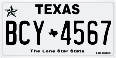 TX license plate BCY4567