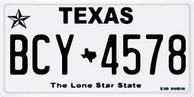 TX license plate BCY4578