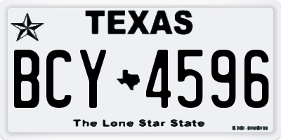 TX license plate BCY4596