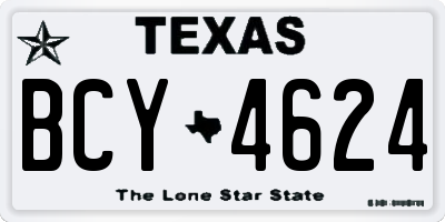 TX license plate BCY4624