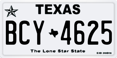 TX license plate BCY4625