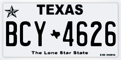 TX license plate BCY4626
