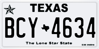TX license plate BCY4634