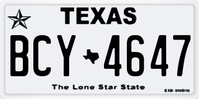 TX license plate BCY4647