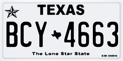 TX license plate BCY4663