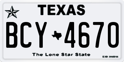 TX license plate BCY4670