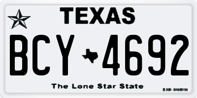 TX license plate BCY4692