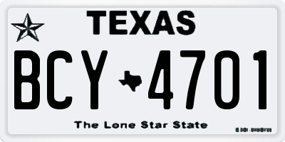 TX license plate BCY4701