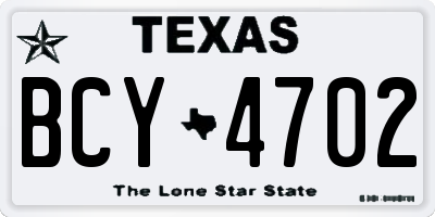 TX license plate BCY4702