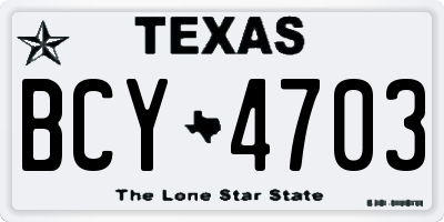 TX license plate BCY4703