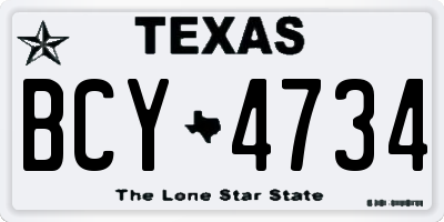 TX license plate BCY4734