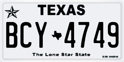 TX license plate BCY4749