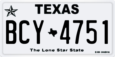 TX license plate BCY4751