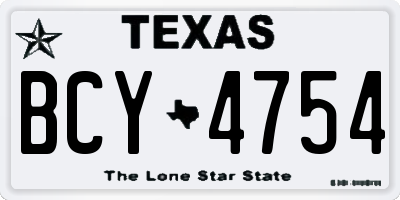 TX license plate BCY4754