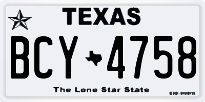 TX license plate BCY4758