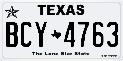 TX license plate BCY4763