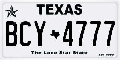 TX license plate BCY4777