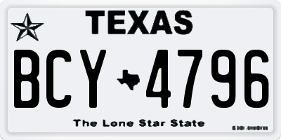 TX license plate BCY4796