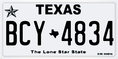 TX license plate BCY4834