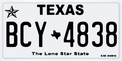 TX license plate BCY4838