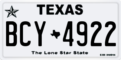 TX license plate BCY4922