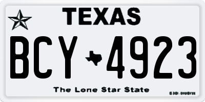 TX license plate BCY4923