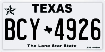TX license plate BCY4926