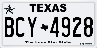TX license plate BCY4928