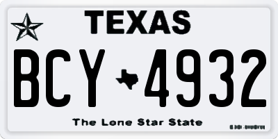 TX license plate BCY4932